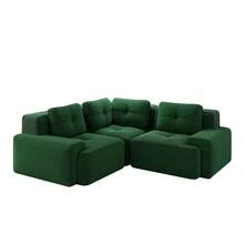 Sofa Green Made Of Corduroy For Living Room And Lounge - Green 3 Seat - 查看 6