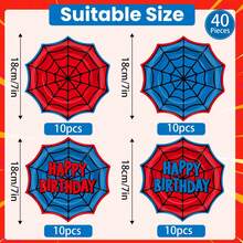 10/20/40pcs Red & Blue Spider Web Wavy Edge Disposable Paper Plates, 4 Designs, 7 Inch Octagonal Spider Web Design Plates, Spider Web Theme Birthday Party Tableware, Fan Hero Theme Party Supplies - View 13