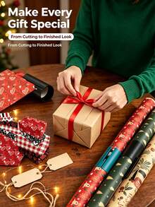 1/3pcs Multi-Function Wrapping Paper Sliding Cutter, Easy Gift Wrapping Cutting Tool, Suitable For Valentine's Day, Birthday, Halloween, Christmas Party DIY Crafts, Holiday Gift Wrapping Supplies - Multicolor - View 2