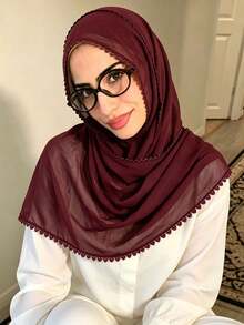 Burgundy Chiffon - Heart Lace Style