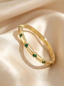 QIUCHU 1pc S925 Sterling Silver Bamboo Knot Niche Original Design Ring, Elegant Versatile Stackable Ring For Women, Suitable For Daily Wear, Dating, Party, And Holiday Gift, Net Silver Weight: 1.3g - Gold - View 6