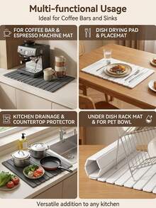 1pc Quick-Drying Dish Drying Mat, Diatomaceous Earth Absorbent Kitchen Countertop Storage Mat, Rollable Dish Rack, Non-Slip Sink Side Mat - Multicolor - View 3