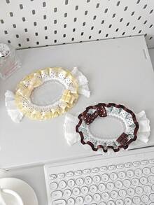 Cute Lolita Candy-Shaped Photo Card Holder, Ruffle Edge Polka Dot Organza Lace Bow Heart Decor, Sweet ID/Credit Card Sleeve, Photo Card Storage Case - Rectangle - View 8