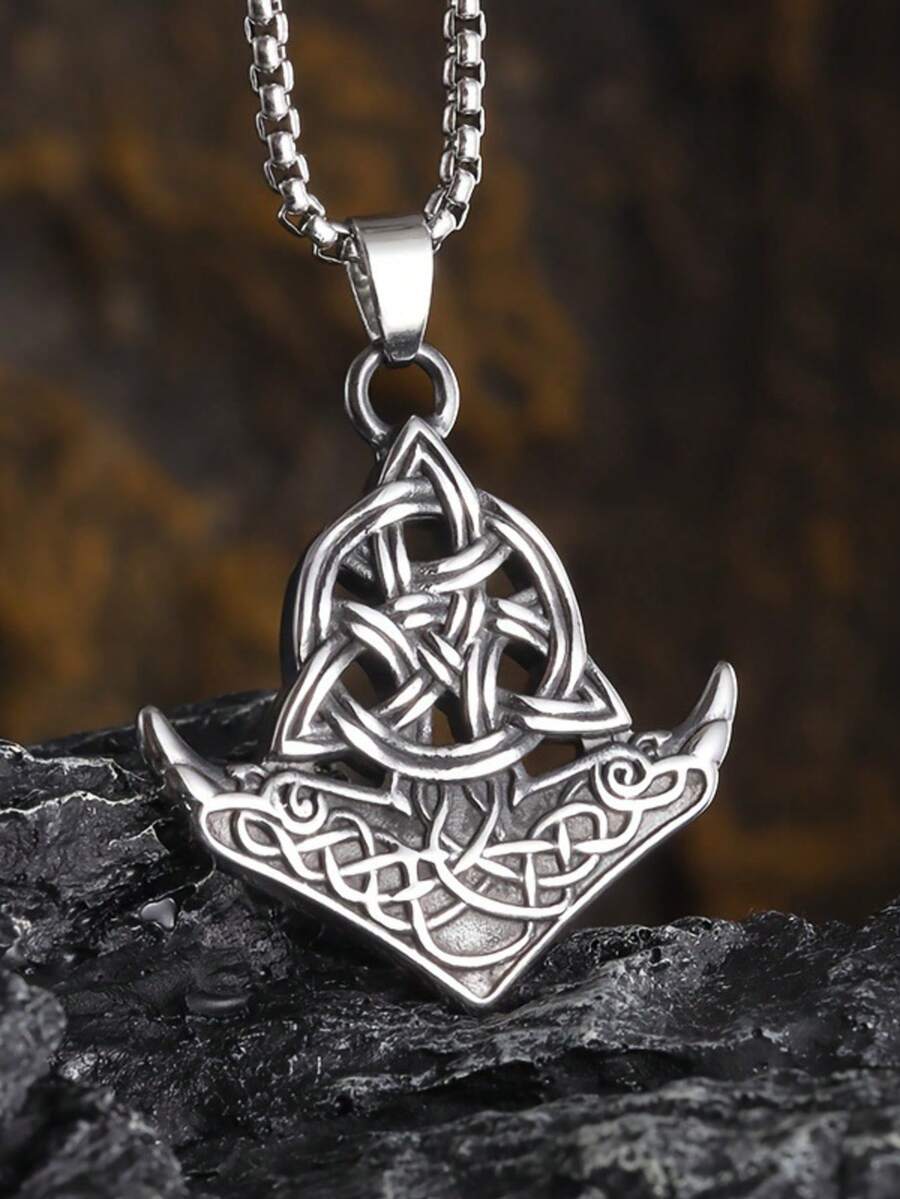 Retro-Style Viking-Celtic Knot Ship Anchor Fashion Men's Pendant Necklace, With A Unique, High-End And Niche Design. - Anchor Pendant Necklace - View 1