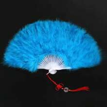 1pc 20s Vintage Folding Feather Fan, Suitable For Costumes, Dance Performances, Tea Parties, Weddings, And Decorations - Multicolor - View 12