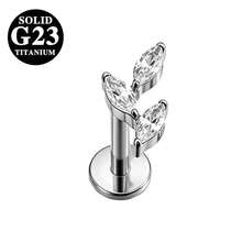 1pc Titanium Alloy Zirconia Horse Eye Lip Stud Inner Thread CZ Small/Medium/Large Flower Shaped Lip Stud Cartilage Flat Stud Ear Jewelry For Women - As Shown In Figure 2 - View 12