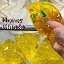 Squishy Honey Cheese Squeeze Toy, Fun Finger‑Sucking Cheese Fidget Toy, Slow Rebound & Deformable Design, Portable Stress Relief Ornament, Nice Birthday & Holiday Present For Kids Teens And Adults - Multicolor - View 2