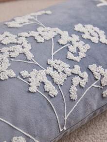 1件朦朧藍色碎花刺繡枕套，春夏花卉枕套，適合室內裝飾，四季通用裝飾枕套，不含枕芯 - 霧霾藍 - 查看 5