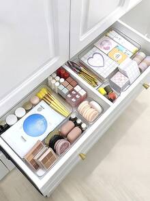 18/11/8/7/6/4/1pc Transparent Drawer Storage Box, Suitable For Cosmetics, Lipstick, Perfume, Makeup Brushes, Eyeshadow, Skincare, Kitchen Utensils, Snacks, Stationery, Storage, Desktop Accessories - Clear - View 3
