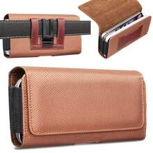7.0 Inch Solid Color Flip Cover Belt Clip Phone Waist Bag, New Design With Magnetic Buckle Multi-Function Waist Bag - Brown - View 3