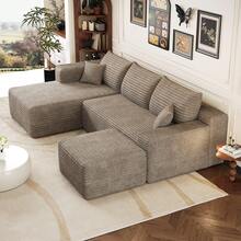 Sofa Camel 4 Seat Made Of Fabric For Living Room - 駱駝色 4 人座 - 查看 5