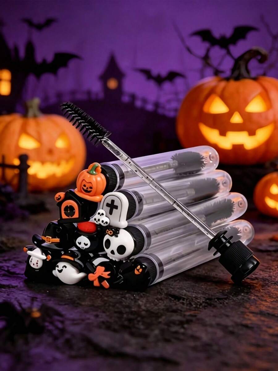 20pcs/10pcs/1pc Halloween Themed Eyelash Brushes, Pumpkin, Candle ...