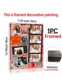 1pc Best Friend Photo Collage Custom Poster, Personalized Bestie Gift Pictures Custom Photo, Friendship Customized Wall Art, Editable Canva Template, Birthday Gift, Customizable Things, Room Decor, Optional Frame - Multicolor - View 15