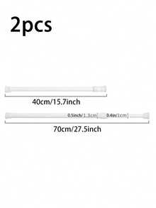 1pc No-Drill Adjustable Tension Shower Curtain Rod, Stainless Steel Spring-Loaded Extendable Pole, Multi-Purpose For Bathroom Wardrobe Balcony Window, Easy Install Home Essentials - White - View 14