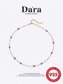 DARA S925 Sterling Silver Freshwater Pearl Necklace, 3-4mm White Near-Round High-Luster Pearls, Luxury Gift Box For Women - Multicolor - View 7