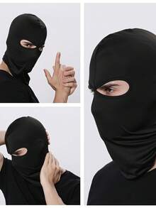 1 buah/2 buah Set Masker Balaclava Pullover Warna Polos Unisex 2 Lubang, Masker Penutup Kepala Satu Lubang untuk Bersepeda, Cocok untuk Pemakaian Sehari-hari dan Aktivitas Luar Ruangan - MultiWarna - View 8