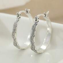 DIYCCPC Pendientes redondos minimalistas de moda para mujer, joyería versátil para orejas, adecuados para uso diario casual y reuniones, perfectos para regalar - Plateado - Ver 3