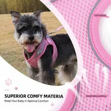 Pechera Arnés Transpirable Cómodo Con Correa Para Perro Gato - Rosa - Ver 7