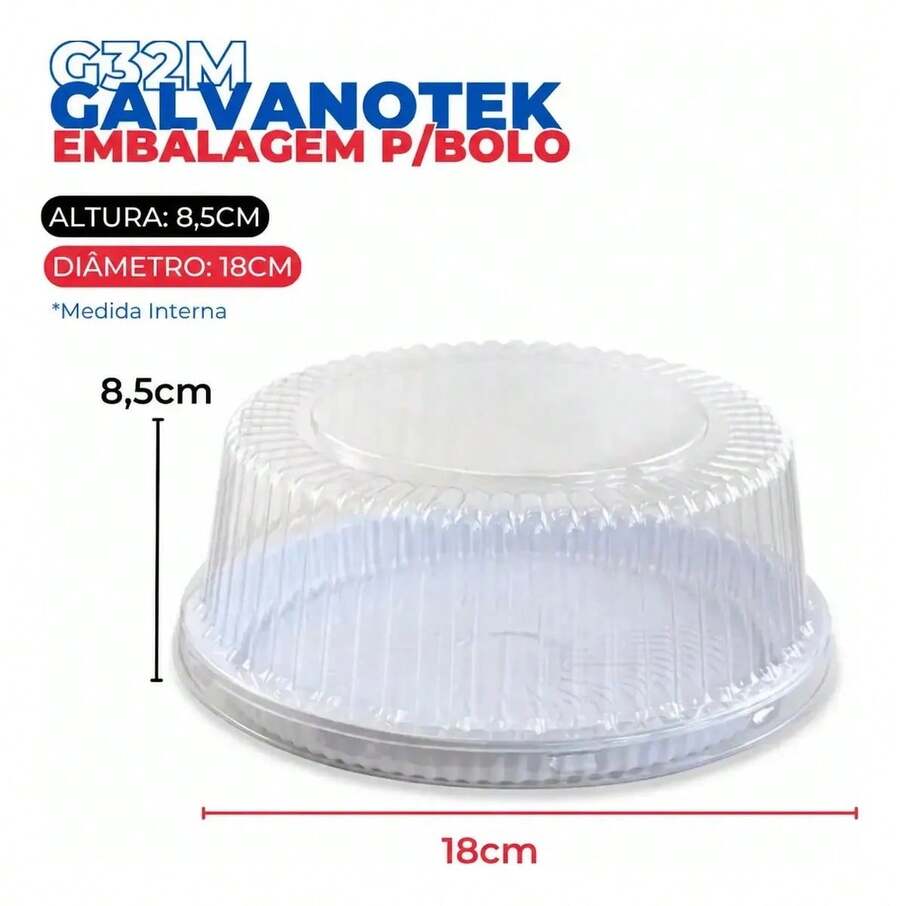 Embalagem redonda para bolo G32 MÉDIA descartável p/ bolo de até 750g c/10 unidadeds - Visão 1