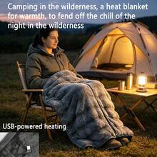1pc+USB Powered Heated Shawl Electric Blanket, Soft Comfortable Skin-Friendly Fabric, Machine Washable, 3 Heating Levels, Wearable Heating Blanket, Suitable For Home And Outdoor Use, Best Gift For Family And Friends On Holidays - Grey - View 2