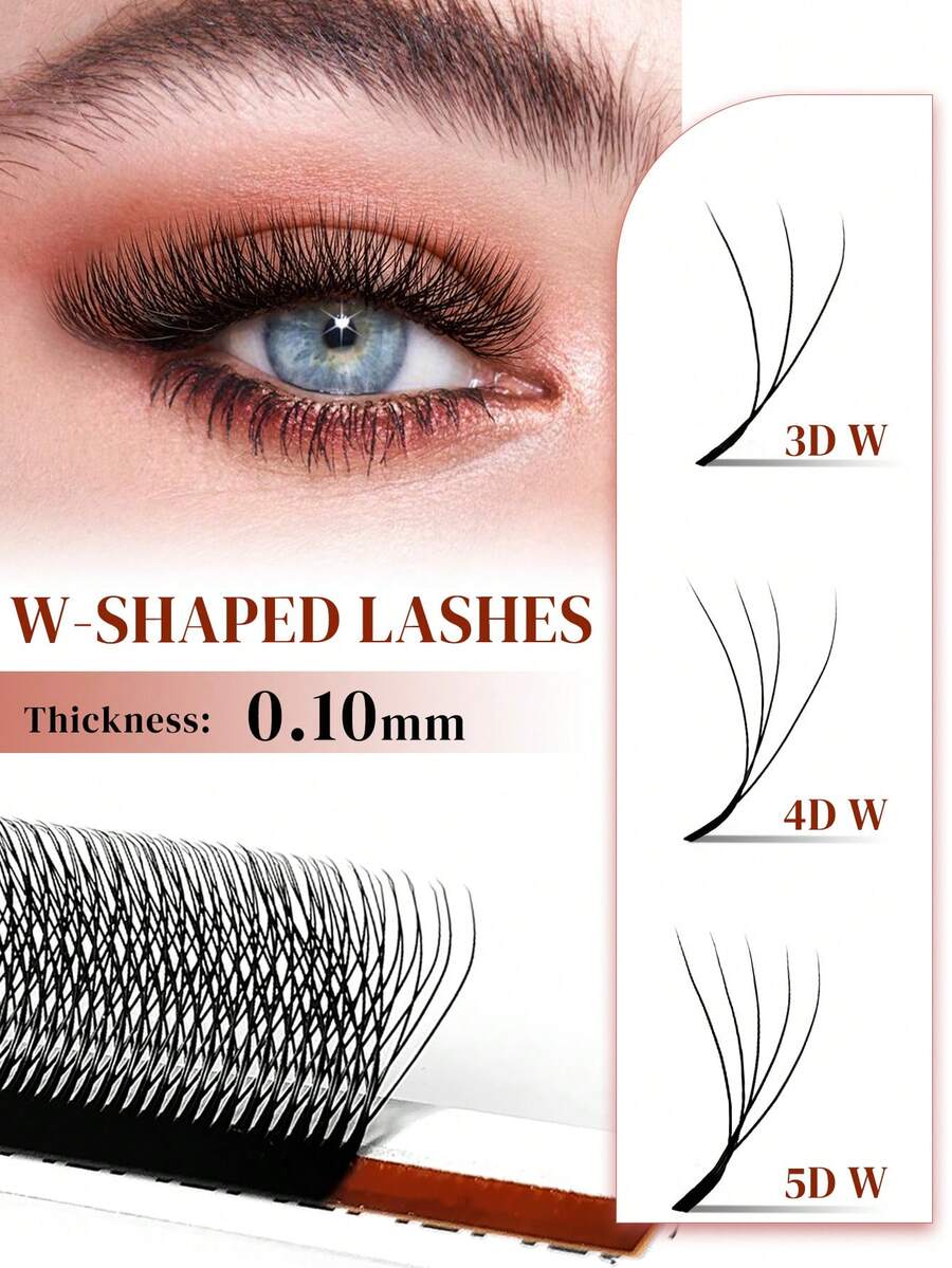 CoMango 12 Rows 0.1MM 3D 4D 5D Pre-Made Fan Eyelash Extensions W Style C Curl Faux Mink Natural Soft Blooming Automatic Opening Dense Eyelashes