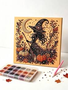 1Pc Halloween Pearl Painting Kit - Creative Ghost-Themed Craft, Frameless, Ideal For Adult Hobbyists, Home Decor, And Holiday Gifts - Multicolor - View 10