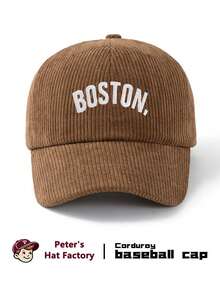 1pc Unisex Semi-Circle BOST Embroidered Corduroy Baseball Cap, Fashionable Sports Duck Bill Hat, Sun Protection Breathable Outdoor Hat, Adjustable Hat Circumference, Suitable For Outdoor Sports, Camping, Climbing, Fishing - A - View 9