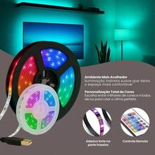 Fita Led 5 Metros Rgb 2835 + Controle Remoto E Fonte Tensão de operação - 1 unidade - Visão 3
