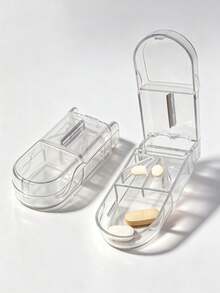2/1pc Portable Pill Splitter, 2-In-1 Medication Divider & Storage Pill Box, Can Cut Pills Into 1/2 And 1/4 - View 7