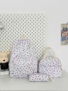 1 Set Back To School Backpack Set - Bow Pattern Large Capacity Backpack + Lunch Bag + Pencil Case Multi-Piece Set, With Laptop Compartment School Bag, Campus Day Bag, Lightweight Portable Zipper Bag, Suitable For Students/Teenagers/Graduates, Perfect For Outdoor/Travel/Middle School/High School/University, Essential College Backpack - 8217 - View 18