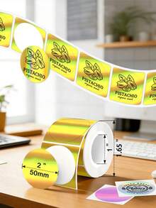 Thermal Printer Stickers 2" Round Holographic Waterproof,Stunning Ocean Gradient Colors (50mm X 50mm) 140Pcs/Roll For Versatile Use Works With 2-Inch Phomemo Printers And All 4x6-Inch Large Label Printers - View 6