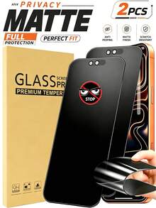 2pcs Matte Anti-Peeping Screen Protector, Compatible With IPhone 18 Pro/18 Pro Max/17 Pro Max/17 Air/17/16 Pro Max/16 Plus/16/15 Pro Max/14/13/12/11/X/XS/XR/XS Max, Full Coverage, Privacy Protection, Ceramic Soft Film, Matte Texture, Anti-Fingerprint, Smooth Touch - Black - View 15