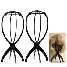 Black Foldable Wig Stand, Portable Women's Wig Holder, Convenient For Styling And Travel, 13.8 Inch Wig Display Head, Can Hold Multiple Wigs - View 1