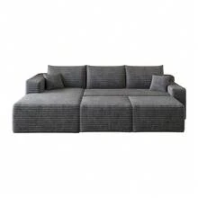 Sofa Grey Made Of Fabric For Living Room And Lounge - 深灰色 5 座 - 查看 10
