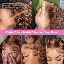 Smilegirl 99J Burgundy Wig Human Hair Curly 13X6 Hd Transparent Lace Frontal Wig Preplucked Red Colored Deep Wave Lace Front Wigs Human Hair Wig 36 Inch 200 Density - Chocolate Brown - View 5