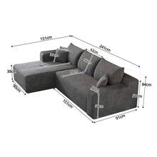 Sofa Grey Made Of Fabric For Living Room - 深灰色 3 人座 - 查看 9