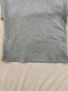 Plus Size Solid Color Minimal Waist Fold-Over Leggings, Casual Everyday Wear Spring Fall - Light Grey - View 8