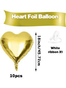 10pcs/Set 18inch Heart Shaped Foil Balloon In Gold, White, Red, Pink, Blue, Cream, Light Gold, Black - Perfect For Birthday Party, Wedding, Valentine's Day, Anniversary, Bridal Shower, New Year Party Decoration, Room Decor, Photo Props - Multicolor - View 21