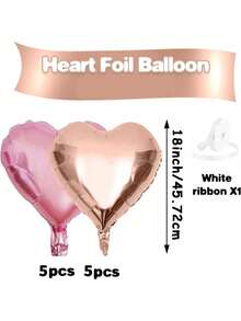 10pcs/Set 18inch Heart Shaped Foil Balloon In Gold, White, Red, Pink, Blue, Cream, Light Gold, Black - Perfect For Birthday Party, Wedding, Valentine's Day, Anniversary, Bridal Shower, New Year Party Decoration, Room Decor, Photo Props - Multicolor - View 32