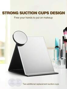 50x Suction Cup Magnifying Makeup Mirror, 3.5 Inch, Black | Portable Magnifying Makeup Mirror, Suitable For Bathroom, Bedroom, Office, Can Be Used For Blackhead Removal, Eyeliner Application, Travel Mirror With Magnification Function, Comes With Tweezers - Multiple Colors - View 4