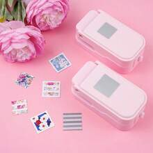2pcs/Set (1pc Serrated Edge Square Punch + 1pc Solid Square Punch) Layered Serrated Edge Square Paper Punch, Suitable For Scrapbooking And Collage, Stamp Style Nested Craft Punch, With Precise Alignment Hollow Design, Suitable For Card Making - Pink - Set Of 2 - View 12