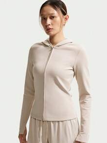 Nike 女款 AS W NK CHILL KNIT 長袖拉鍊連帽針織運動衫 IM8380-236 - 棕色 - 查看 3