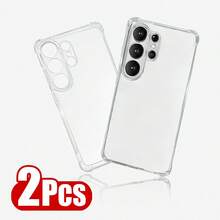 2pcs Transparent Four-Corner Airbag Shockproof Anti-Drop Phone Protective Case, TPU Gel Rubber Ultra-Thin Durable Soft Skin Protector With Precise Cutouts, Compatible With Samsung S23/S24/S25/S26 Ultra Plus FE Phone Protection Set - Clear - View 13
