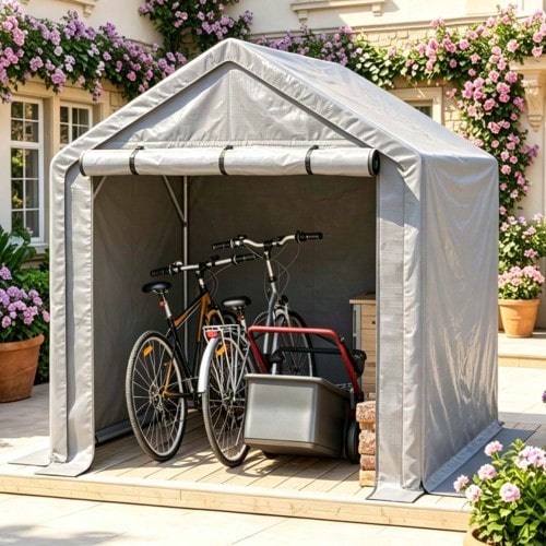 Tool Shed 190x170x200cm, Bicycle Garage, Tool Shed, Garage Shop, Garden Shed, Storage Shop, Bicycle Shed, Tool Shop, Storage Garage, Dark Grey - Grey - View 1