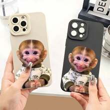 Protect Your Phone Soft Couple Phone Case With Creative Cute Monkey Treasure Pattern UV Printing For IPhone 17 17Air 17 Pro Max 16 15 11 12 13 14 Pro Max XR X/ XS 7 8 Plus 16E, Lightweight And Durable, Stylish Appearance, High-Quality Gift, Stylish - Black - View 4