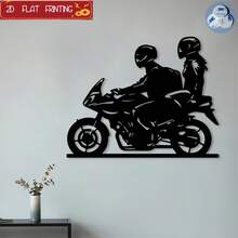 2D Flat Acrylic Decorative Wall Sticker, Depicting Motorcycle And Rider Silhouette, Suitable For Decorating Garage, Studio Or Patio. Ideal Father's Day Gift And Perfect Choice For Motorcycle Enthusiasts. - View 2