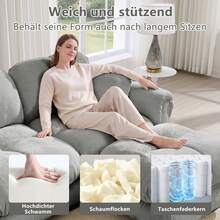 Sofa Grey Made Of Chenille For Living Room - 淺灰色 3 人座 - 查看 5