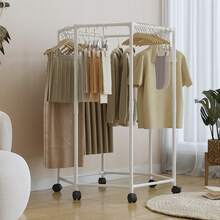 Hexagonal Rotating Clothes Rack With Wheels, Single Or Double Layer Options, Home Clothes Rack, Movable, No-Drill Installation, Multi-Functional, Thickened Design, Suitable For Any Location, Stable Independent Hanging Rack, Portable Design, Efficient Clothing Storage And Display, Black/White, Laundry Room Organizer | Hexagonal Design | Sturdy Metal Frame, Suitable For Small Spaces, Bedroom, Laundry Room, Dorm Balcony With Rotating Casters, Multi-Garment Capacity, Space-Saving Drying Rack, Portable Design, Efficient Storage And Display - Hexagonal Rotating With Wheels - View 13