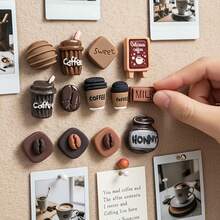 15/20/30 piezas de chinchetas creativas de estilo vintage americano con diseño de grano de café de chocolate, chinchetas para fijar fotos en la pared, chinchetas decorativas para tablero de fieltro, chinchetas decorativas lindas, accesorios pequeños, estilo aleatorio - A - Ver 3