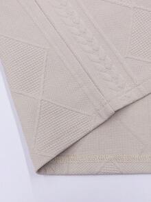 Men's Long Sleeve Polo Shirt Casual Versatile Textured Jacquard Long Sleeve T-Shirt - Apricot - View 9